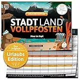 DENKRIESEN - Stadt Land VOLLPFOSTEN® - Urlaubs Edition | DIN A4 Spielblock | Ab 9 Jahren | Familienspiel | Stadt Land Fluss | Ferien & Reisen Thema | 26 Kategorien | Perfekt für Reisefans und Familien
