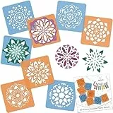 NAKLEO Schablonen Malen für Kinder, 8 Stück Set 15x15cm Mandalas Rangolis, Kinder Kreatives Zeichenschablonen, Kunststoff Wiederverwendbar Malschablone DIY Handwerk, Papier Wand Holz Stoff