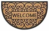Hanse Home Kokos Fußmatte für Innen und Außen 45x75cm – Fussmatte Halbrund Kokosmatte Outdoor Schmutzfangmatte Gummi Welcome Wetterfest, rutschfest für Eingangsbereich & Außenbereich – Natur