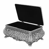 ZJchao Bronzene Schmuckschatulle Im Vintage-Stil, Andenken-Organizer für Damen und Mädchen (Antikes Silber)