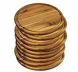 10er SET KESPER 28442 Fleischteller Ø 25 cm aus FSC®-zertifiziertem Akazienholz/Holzteller/Pizzateller/Schneidebrett