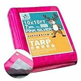 Starpyng, 0,18 mm, pink/Silber, 3,05 x 3,05 m – multifunktionale wasserdichte Plane – wasserfest, UV-beständig, reiß- und Abriebfest, Polyethylen-Plane mit verstärkten Kanten als Abdeckung