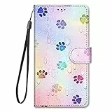 Nodigo-EU für Xiaomi 13T / Xiaomi 13T Pro Leder Hülle Magnetisch Kickstand mit Kartenfach 360 Grad Tier Muster Motiv Lustig Design Silikon Hüllen Handyhülle Tasche Case Mädchen Damen - Fußabdruck
