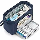 EASTHILL Federmäppchen mit grossem pencil case Tragbare Stifttasche Tragbare kosmetisches Office High School Organizer College Studentin Mädchen Jugendliche Mädchen Erwachsene-Dunkelblau