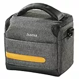Hama Kameratasche „Terra“ aus Recycling-Polyester (Fototasche für Digitalkamera 15,5 x 10 x 13 cm, zum Umhängen als Schultertasche, Gürtelschlaufe für Bauchtasche, Variable Inneneinteilung) grau
