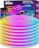 LETIANPAI Neon Led Strip 30m,Flexible LED Streifen,Control with App/Remote,Multiple Modes,Waterproof,Music Sync Gaming Led Strip Lights for Bedroom Indoor,IP65 Outdoor RGB Neon Lights