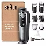 Braun Barttrimmer Series 9, Bartschneider und Trimmer Herren, 40 Einstellungen, Ladestation, Reiseetui, Bartschablone, 180 Min. kabellose Laufzeit, BT9440