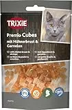 Trixie Katzensnack Premio Cubes aus natürlichen Zutaten 50 g, leckere Katzenleckerlis mit Hühnerbrust & Garnelen - 42775