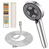 YEAUPE PRO Duschkopf mit Schlauch,Filter Hochdruck Handbrause 6 Strahlarten,Duschbrause Wassersparend in 25 Schichten,Sparduschkopf für Hartes Wasser,Rest-Chlor,Druckerhöhende Brausekopf Kalkfilter