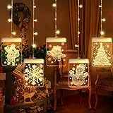 BLOOMWIN LED USB Lichterkette, Lichtervorhang wasserdicht Lichterkettenvorhang Acrylanhänger Hängelampe Stimmungsbeleuchtung Dekoration für Weihnachten Party Wohnzimmer deko Innen,Außen usw. Warmweiß