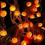 AuFiiy Halloween-Kürbis-Lichterkette, 20 LEDs, 3 Meter, 3D-Orange, batteriebetrieben, dekorative Lichter für drinnen und draußen, Schlafzimmer, Camper-Dekor, Party-Dekorationen