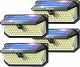TECKNET Solarlampen für Außen mit Bewegungsmelder 416 LED, 4 Stück 300° Superhelle LED Solar Wandleuchte, IP66 wasserdichte Solar Lampe Outdoor, Garten, Wand Beleuchtung
