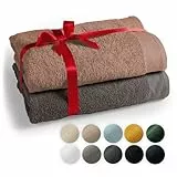 Blumtal Premium 2-TLG. Saunatuch Set 80x200cm - Saunahandtuch Oeko-TEX Zertifiziert, 100% Baumwolle, Frottier XXL- Saunatücher, Extra Weich und Saugstark, Anthrazit - Dusty Pink