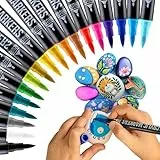 Zenacolor 18 Acrylstifte für Steine wasserfest mit Doppelspitze (feine Spitze und Pinsel) - Acrylstifte verschiedene Oberflächen - Multimarker Acryl