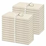 Showgeous 24 Stück Leinen Baumwoll Servietten 40x40cm Dinner Stoffservietten Baumwolle Leinen Mischgewebe Servietten Waschbar Wiederverwendbar Leinen Flachs Servietten für Hochzeit Dinner Party(Beige)