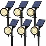 Solpex Solarlampen für Außen, 6 Stück 25 LEDs Solarleuchten für Außen, IP65 Wasserdicht Warmweiß Solar Gartenleuchten für Außen, 3 Helligkeit Solar Strahler Aussen für Garten, Weg, Terrasse