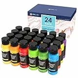 INK LAB Acrylfarben Set 24 x 60 ml, Acrylfarbe, Wasserdichte und lichtbeständige acrylic paints, Schnelltrocknend für Papier, Holz, Leinwand, Stoffe, Ideal für Anfänger und Profis