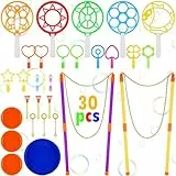 OSDUE 30 Stück Seifenblasen Set für Kinder, Große Seifenblasenstäbe, Zauberstab Einstellen für Indoor und Outdoor Bubble Maker Spiele, für Sommer Outdoor Aktivitäten