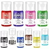 Lebensmittelfarbe Gel - 10 Farben Gel Lebensmittel Farben für Kuchen, Backen, Kekse, Macaron - Zuckerfrei Konzentrierte Farbe Food Coloring für Tortendeko, Getränken, Osterei, DIY Slime - je 10ml