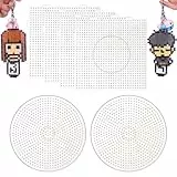 6 Stück Bügelperlen Platten 5mm,Bügelperlen Vorlagen 4 Quadrat und 2 Runde,Kunststoff Steckperlen Schablonen Transparent,Stiftplatten für DIY handgefertigt,Pädagogisches Spielzeug