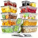 Homhut 14er Frischhaltedosen mit Deckel Vorratsdosen Set (14 Behälter+14 Deckel) Auslaufsicher Lebensmittelbehälter Set für Küche, spülmaschinen, gefrier, mikrowellenfest, Transparent