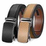 LEACOOLKEY 2 Stücke Gürtel Herren, Ledergürtel für Herren mit Ratsche Automatikschließe Verstellbar Business Anzug Männer Leder Gürtel Breit 35mm,Größe Angepasst Schwarz Braun 115 cm