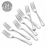 BEWOS 24 Stück Dessertgabeln, 5,71 ''(14,5 cm) Einzigartiges Design Salatgabel, Kleine Gabeln, Edelstahlgabel, Spiegelpolierte Kuchengabeln, Spülmaschinenfestes, Geeignet für Haushalt, Restaurant etc.