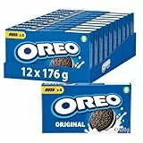 OREO Original – Knuspriger Kakaokeks mit leckerer Crèmefüllung mit Vanillegeschmack – 12 x 176g