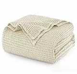 Talasily 100% Baumwolle Tagesdecke Premium Decke Leichte Wohndecke mit Waffeloptik 150x200cm Beige | Atmungsaktiv, Jahreszeitenübergreifend | Vielseitig als Bett-, Sofa- & Couchüberwurf