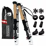 ALPIN LOACKER Wanderstöcke faltbar Aluminium mit Korkgriff I Nordic Walking Stöcke Damen I Leichte Faltbare Trekkingstöcke Teleskop für Bergsport, 115-135 cm