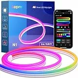 Lepro Neon AI LED Strip 3m, RGB LED Streifen mit App-, Musik- und Sprachsteuerung, kompatibel mit Alexa & Google Assistant, für Wohnzimmer, Gaming, Party, Wanddeko, Personalisierter KI-Lichtdesigner