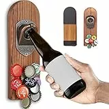 ZONSUSE Flaschenöffner Wand Magnet mit Auffangbehälter,Vintage Holz Bieröffner Wand mit Behälter,Magnetischer Flaschenöffner,Einzigartige Geschenkideen Geschenke für Männer Weihnachten Geschenke