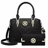 Miss Lulu Damen LG6865 LP2022 BK Handtasche, Schwarz mit Geldbörse