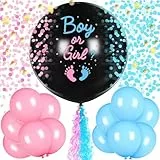 VIKY 27 Stk Gender Reveal Party Deko Set, Boy or Girl Ballon, Gender Reveal Balloon, Geschlechtsverkündung Baby Luftballon, Baby Geschlecht Verkünden Konfetti für Gender Party, Baby Shower