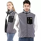 PROSmart Herren Damen Beheizbare Weste - Beheizte Weste Elektrische Heizweste Leichte Wärmeweste Polaren Fleece USB Westen Heiz Jacke Mit 10000mAh Akku, Unisex (Grau, M)