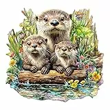 Jigfoxy Holzpuzzle Erwachsene, Otter Holz Puzzle Erwachsen, Wooden Puzzle, Einzigartiges Lernspielzeug in Tierform für Freunde der Familie L-34 * 32.6cm-250pcs