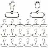 Jeesblsy Drehbarer Karabiner, Karabinerhaken Schlüsselanhänger,38mm 360 Grad Metall Trigger Snap Hooks mit D-Ringen für Taschen Gürtel DIY Nähen Handwerk Taschenzubehör (20 Stück)