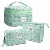 Carttiya 3er Set Kosmetiktasche Kulturtasche Damen, Reise Kulturbeutel Make Up Tasche Cosmetic Bag, Groß Tragbare Schminktasche Makeup Bag für Mädchen Frauen (Grün)