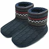COFACE Hüttenschuhe Herren Warm Winter Hausschuhe Herren Plüsch Flauschig Gefütterte Hausstiefel Männer Haussocken Filz Pantoffeln
