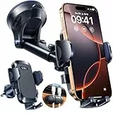 【2026 Militär-Klasse】Handyhalterung Auto Upgrade【Stärkst Saugnapf & Lüftungsclip】Handy Halterung Auto 360°Handyhalter Auto auf Armaturenbrett Scheibe für iPhone 17 16 15 14 13 Pro Max usw,Hellschwarz