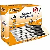 BIC Kugelschreiber Cristal Original, in Schwarz, Strichstärke 0,4 mm, 100er Pack, Ideal für das Büro, das Home Office oder die Schule