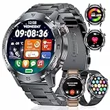 LIGE Smartwatch Herren mit Telefonfunktion(3 Armbändern), 1,43' AMOLED Militär Smart Watch 400mAh Akku Sportuhr, 120+ Sportmodi Herzfrequenz SpO2 Schlafmonitor, IP68 Wasserdicht Fitnessuhr Android iOS