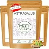 MoriVeda Astragalus Kapseln | Tragantwurzel Extrakt 20:1 aus 1600mg Wurzelpulver I 112mg Polysacchariden | Mikropulverisiert, Vegan, Laborgeprüft, Ohne Zusatzstoffe | 3x90 Stück