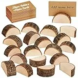 X-BLTU 20Stück Tischkarte Inhaber Holz Kartenhalter Hochzeit Platzkartenhalter Memohalter Sitzkartenhalter Tischnummernhalter für Hochzeit (20 Halter + 20 Kraftpapier)