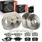 Frankberg Bremsensatz inkl. 4x Bremsscheiben + 8x Bremsbeläge Vorne Hinten Kompatibel mit Golf VI 5K1 Yeti 5L Beetle 5C1 5C2 A3 8P1 Replace# 1J0698451E, 1J0698451J