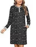 Jahetuul Nachthemd Damen Nachthemden für Damen Nachtwäsche Schlafshirt lang Nachtkleid mit Knopfleiste Sleepshirt Hauskleid für alle Altersgruppen