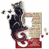 Trefl - Holzpuzzle: Die Schwarze Katze, Théophile Alexandre Steinlen - 200 Puzzleteile Künstlerisches Puzzle Wooden Puzzle, Bekannte Künstler, für Erwachsene und Kinder ab 9 Jahren