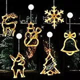IWTBNOA LED Vorhang Licht, 6er Set Hängend Fensterlicht Batteriebetriebene mit Saugnäpfe, Weihnachtsbeleuchtung Fenster, LED Saugnapf Weihnachten Lichter, Weihnachtsdeko Fensterbeleuchtung Innen Außen