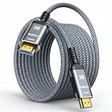 Highwings 15M Glasfaser 8K HDMI Kabel - (Unidirektional, SOURCE/DISPLAY) 48Gbps Highspeed 8K@60Hz 4K@120Hz 7680P HDR10 eARC 3D HDCP 2.2&2.3, Kompatibel mit PS5/4/3 HDTV Blu-ray Player Monitor