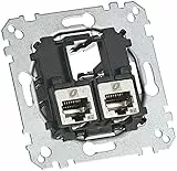 Schneider Electric Merten Tragplatte mit Anschlußmodul Actassi RJ45 Cat6A STP, 2 Ausgänge, Unterputz, Artikelnummer MEG4576-0022